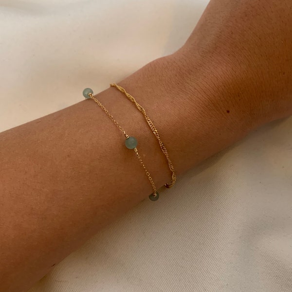 Zierliches 14k Gold Filled Singapur Gedrehtes Armband, Gewelltes Gliederarmband, Anlauffreies Armband