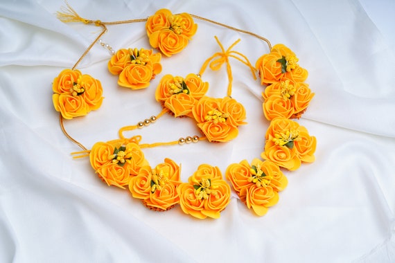 Artificial Flowers Necklace Set Wedding Jewelry Floral Artificial