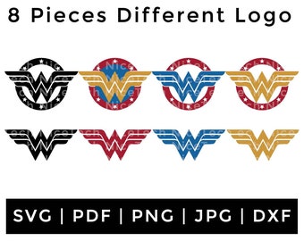 Wonder Woman Logo Svg Instant Download Wondar Woman Different 8 Pieces Logo SVG Printable Files
