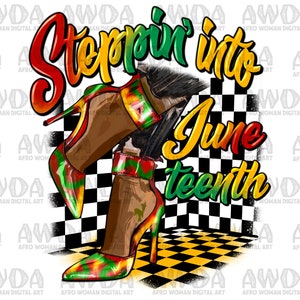 Steppin&#39; into Juneteenth heels png sublimation design download, Juneteenth png, afro heels png, sublimate designs download