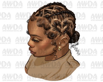 Black woman braided hairstyle png sublimation design download, afro woman png,braided hairstyle afro png,afro png,sublimate designs download