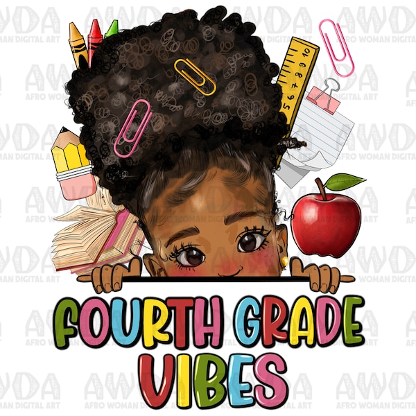 Fourth  grade vibes peekaboo black girl png, back to school png, 4th grade png, graduation png, black girl png, sublimate designs download