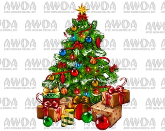 Árvore de Natal com presentes Png Design de sublimação, Natal Png, Western Design Png,Feliz Natal Png,Árvore de Natal Png,Downloads digitais