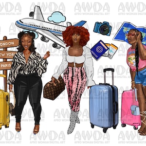 Girls trip 3 black girls png sublimation design download, black woman png, fashion woman png, travel png, sublimate designs download
