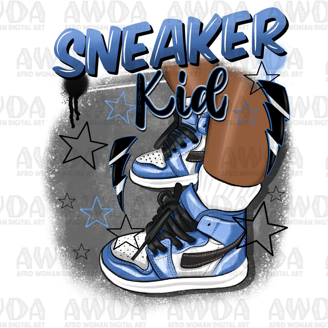 Sneaker Kid Baby Blue Color Png Sublimation Design Download, Black Kid ...