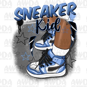 Sneaker kid baby blue color png sublimation design download, black kid png, sneaker life png, blue sneakers png, sublimate designs download