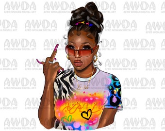 Black fashion girl sublimation design download, afro woman png, fashion black woman png, afro png, sublimate designs download