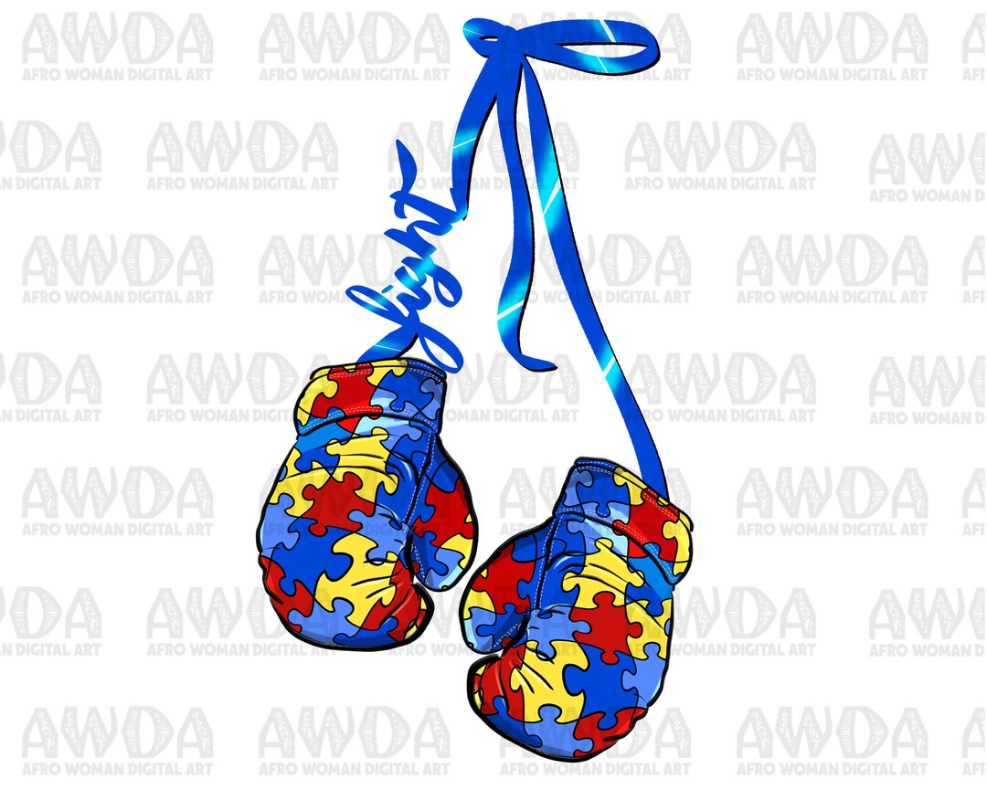 Autism Fight Boxing Gloves Png Sublimation Design Download, Autism