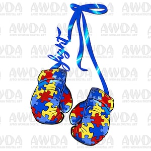 Autism fight boxing gloves png sublimation design download, Autism Awareness png, Autism png, Autism puzzle png, sublimate designs download