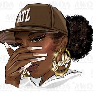 Black girl baddie Atlanta png sublimation design download, afro woman png, black queen png, black woman png, afro png, sublimate download