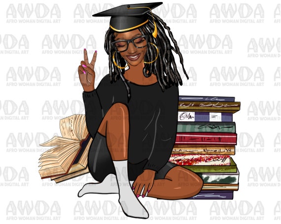 Graduate Black Girl Png Sublimate Designs Download, Afro Woman Png