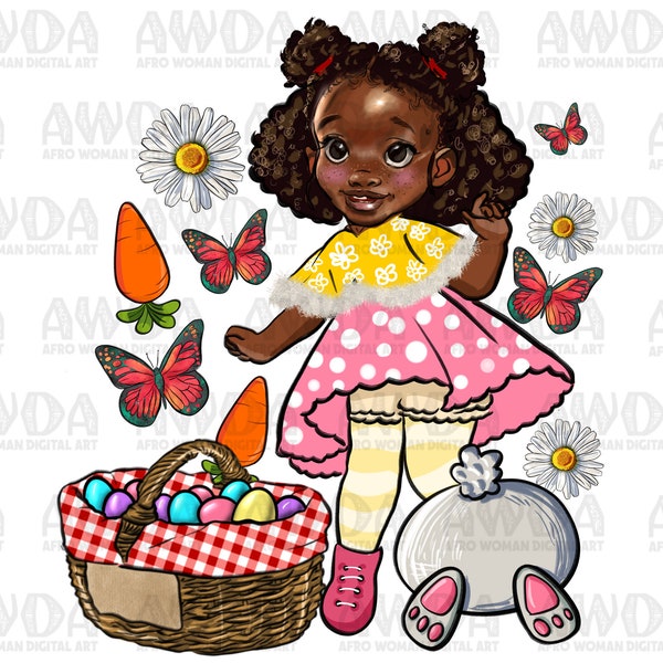 Easter afro girl png sublimation design download, Happy Easter png, black girl png, Easter bunny png, sublimate designs download