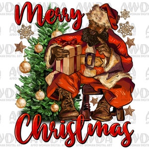 Merry Christmas Black Santa Png Sublimation Design, Christmas Santa Png, Afro Santa Png,Merry Christmas Png,Santa Claus Png,Digital Download