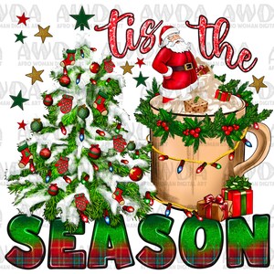 Tis The Season Png Sublimation Design, Christmas Png, Western Design Png, Merry Christmas Png, Christmas Tree Png, Santa Claus Png Download