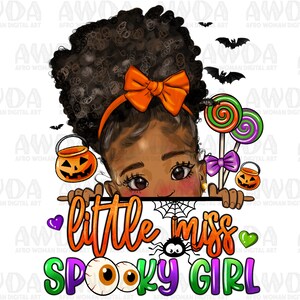Spooky girl png sublimation design download, Happy Halloween png, black girl png, spooky season png, sublimate designs download