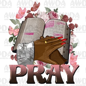 Beten Sie schwarzes Paar Bibel png Sublimation Design Download, Bibel png, Christian png, Beten png, sublimieren Designs herunterladen