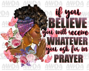 Afro femme puff bun foi religion religion prière citations png sublimation design télécharger, afro png,chrétien png,femme noire png, sublimé télécharger