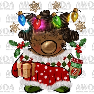 Christmas Bantu Knots Afro Gnome Png Sublimation Design, Christmas Afro Gnome Png, Afro Gnome Png, Afro American Gnome Png,Afro Png Download