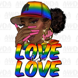 Love is love black woman png sublimation design download, LGBTQ+ png, afro woman png, pride png, black woman png, sublimate designs download