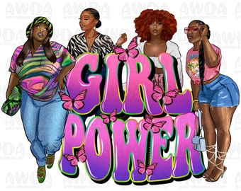 Girl power donna nera png sublimazione design download, donna afro png, moda donna afro png, afro png, download disegni sublimati