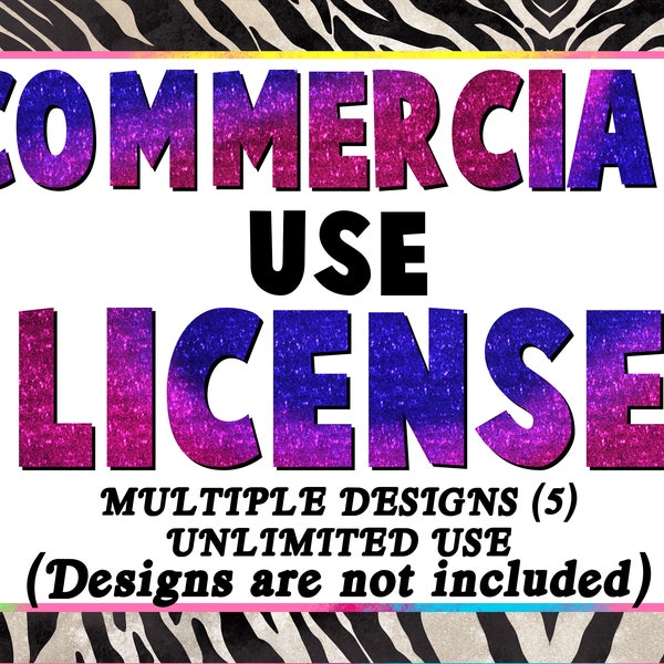 Commercial Use License for Small Businesses and Physical Products, Multiple (5) Design, Unlimited Use, Commercial Use License