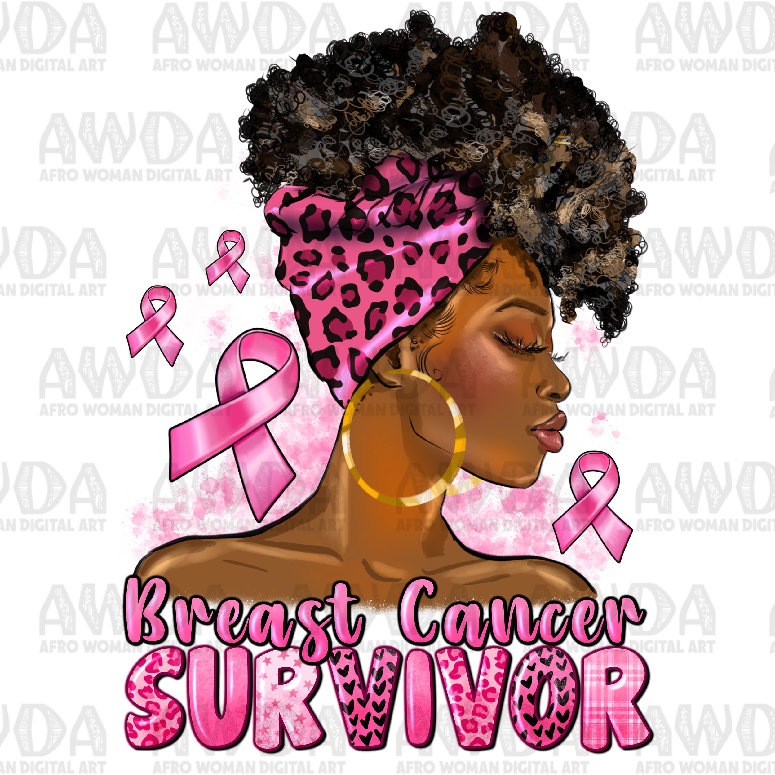 Womens Afro Black Woman Pink Ribbon Dress Breast Cancer Awareness T-Shirt Womens Afro Black Woman Pink Ribbon Dress Breast Cancer Awareness T-Shirt
