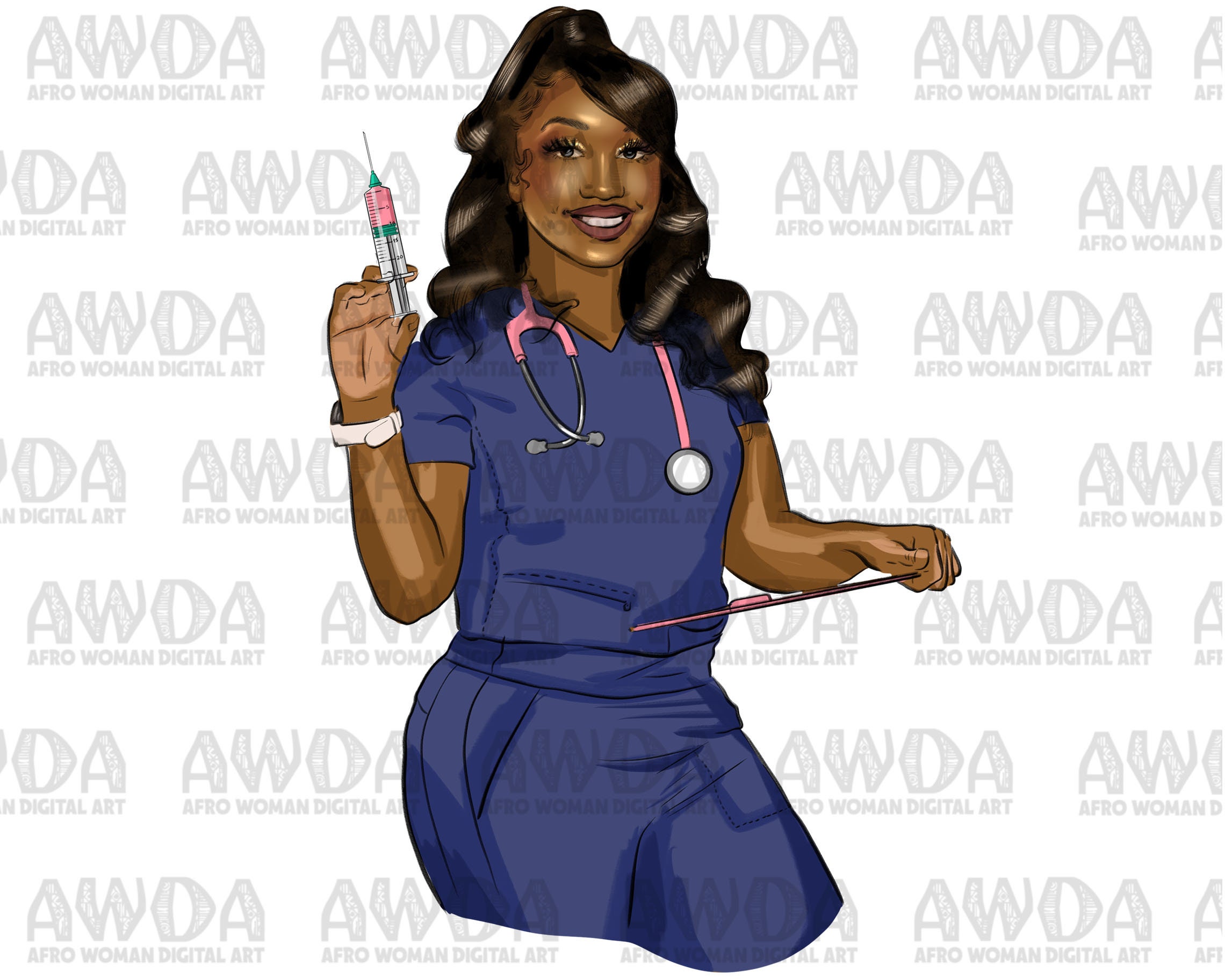 Black Nurse Clipart - Etsy