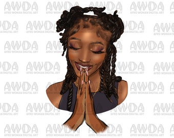 Praying black woman png sublimation design download, afro woman png, afro png, Christian png, black woman png, sublimate download