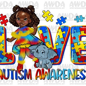 Love Autism Awareness black girl png sublimation design download, Autism Awareness png, Autism black girl png, sublimate designs download