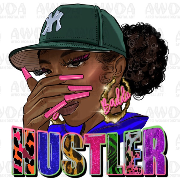 Hustler black woman png sublimation design download, western hustler png, business png, afro png, small business png, sublimate download