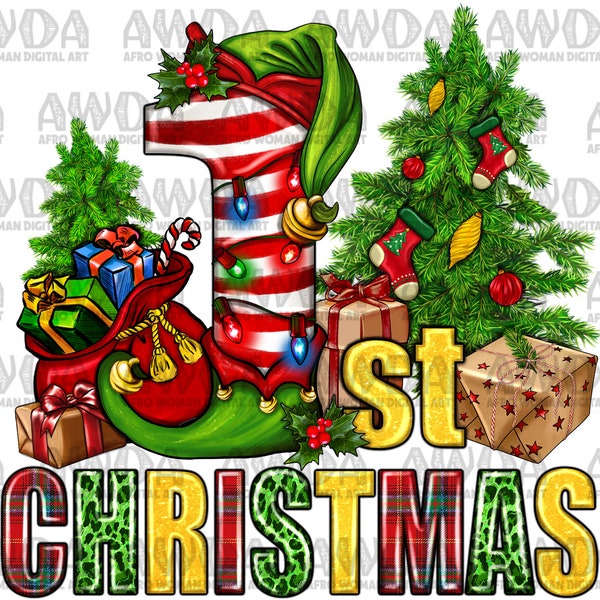 1st Christmas Png Sublimation Design, Merry Christmas Png, Happy New Year Png, First Christmas Png, 1st Christmas Png, Digital Download