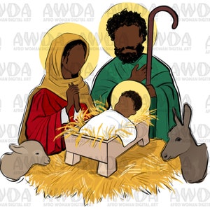 African holy family black Jesus png sublimation design download, Baby Jesus png, Holy night png, black Jesus png, sublimate designs download