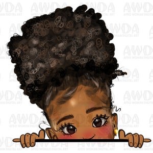 Peekaboo black girl afro bun png sublimation design download, afro girl png, afro american girl png,afro baby png,sublimate designs download