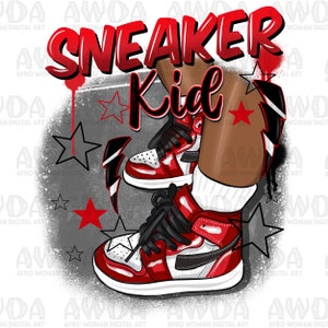 Sneaker kid red color png sublimation design download, black kid png, sneaker life png, red sneakers png, sublimate designs download