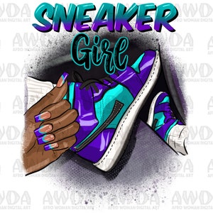 Sneaker girl black grape png sublimation design download, black woman png, sneaker life png, afro woman hands png,sublimate designs download