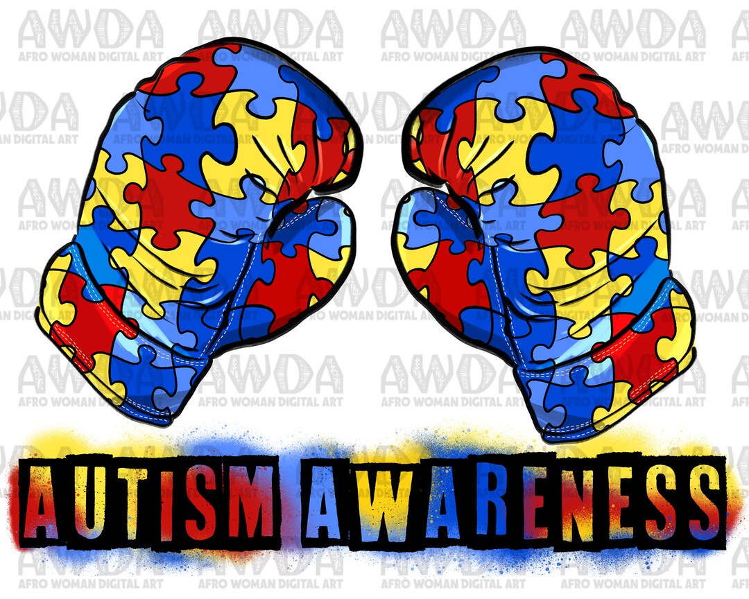 Autism Awareness Boxing Gloves Png Sublimation Design Download, Autism