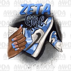 Zeta girl baby blue sneaker png sublimation design download, black woman hands png, sneaker girl png, sublimate designs download