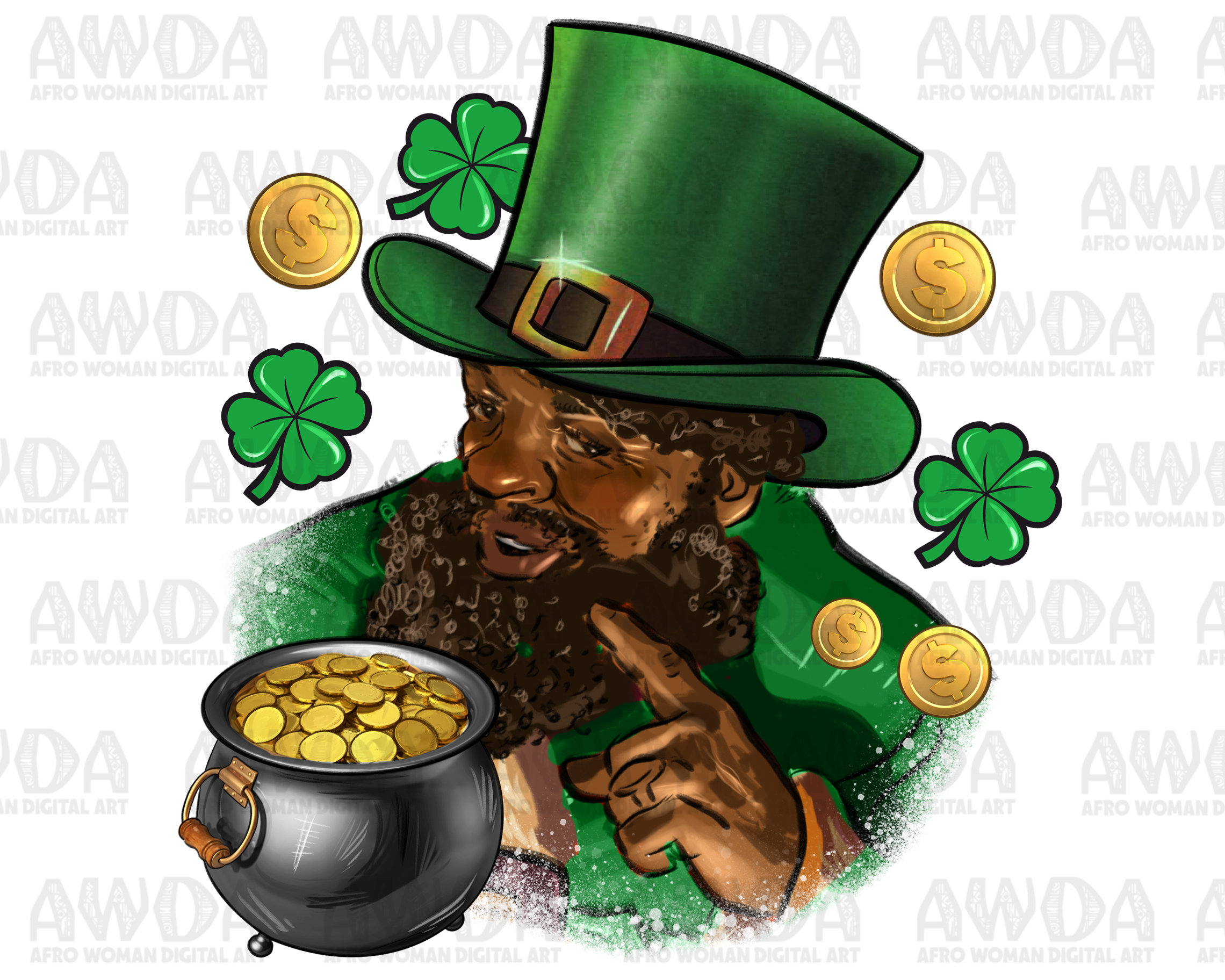 Black Leprechaun Png Sublimation Design Download, St. Patrick's Day Png