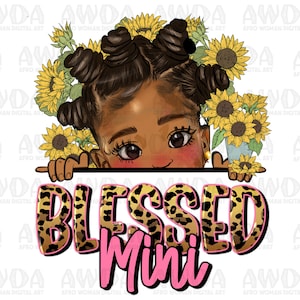 Blessed mini afro bantu knots png sublimation design download, afro girl png, afro american girl png, western blessed png,sublimate download