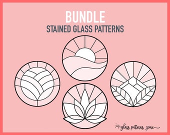 CIRCULAR, Stained Glass Pattern, Stained glass patterns, DIY stained glass, lotus, rose, sun, mountain, landscape