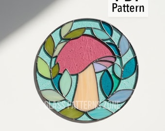 Mushroom Stained Glass Pattern: Beginner DIY Project (PDF)
