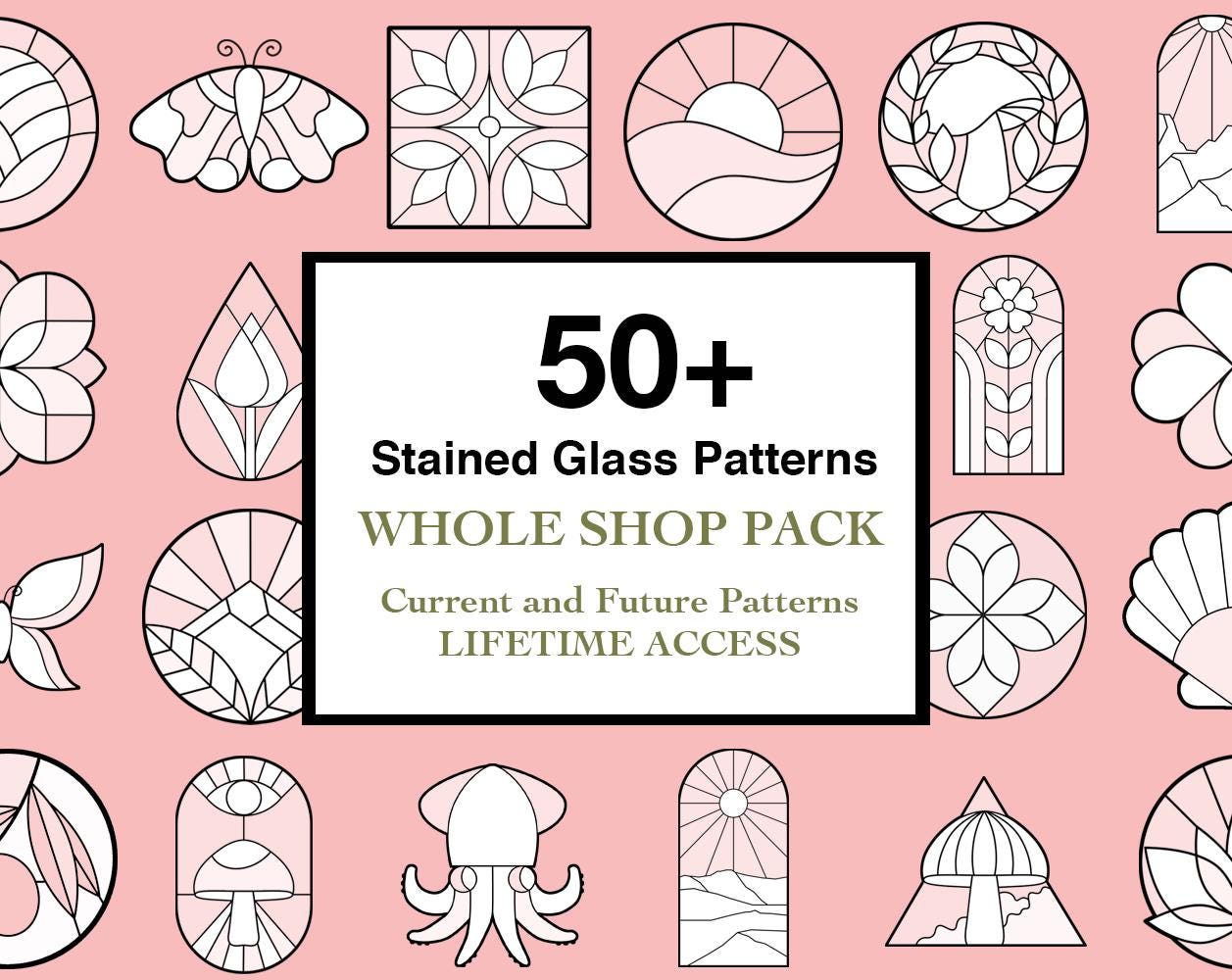 50+ Stained Glass Patterns: Whole Shop Bundle (PDF Download)