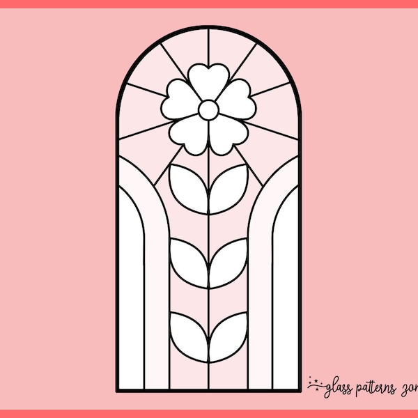 FLOWER, Stained Glass Pattern, Stained glass patterns, DIY stained glass,