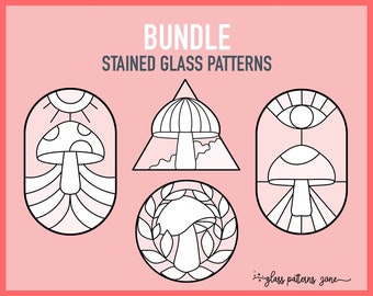 MUSHROOMS, Stained Glass Pattern, Stained glass patterns, DIY stained glass,