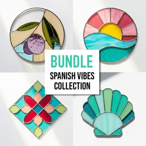 Conjunto de patrones de vitrales de azulejos españoles: Verano mediterráneo (patrones en PDF)