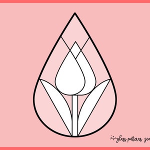 TULIP, Stained Glass Pattern, Stained glass patterns, DIY stained glass,