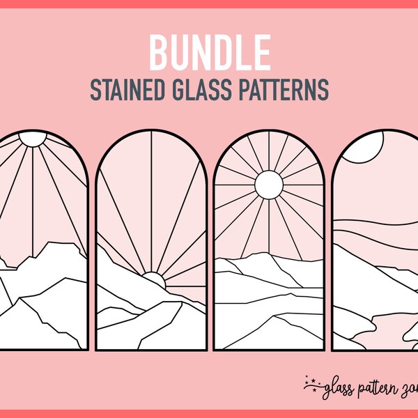 Landscape, Stained Glass Pattern, Stained glass patterns, DIY stained glass,