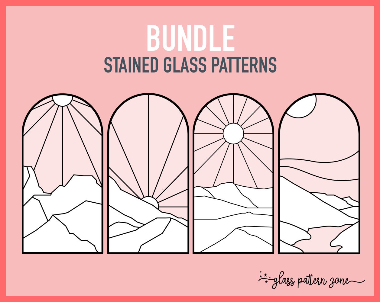 Landscape, Stained Glass Pattern, Stained Glass Patterns, DIY