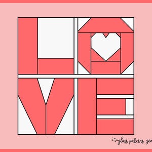 LOVE, Stained Glass Pattern, Stained glass patterns, DIY stained glass,