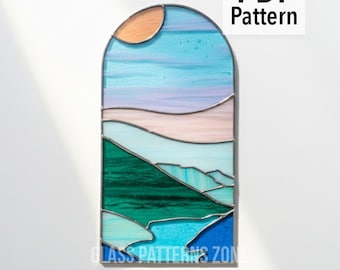 Landscape Stained Glass Pattern: Beginner DIY Project (PDF Pattern)